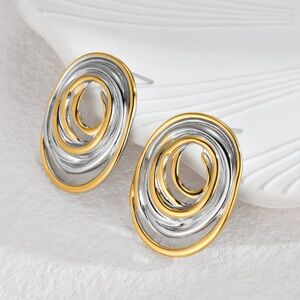 Elegant Gold and Silver Swirl Earrings